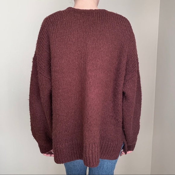 Madewell Balloon Sleeve Cardigan in Deep Plum - Picture 3 of 3